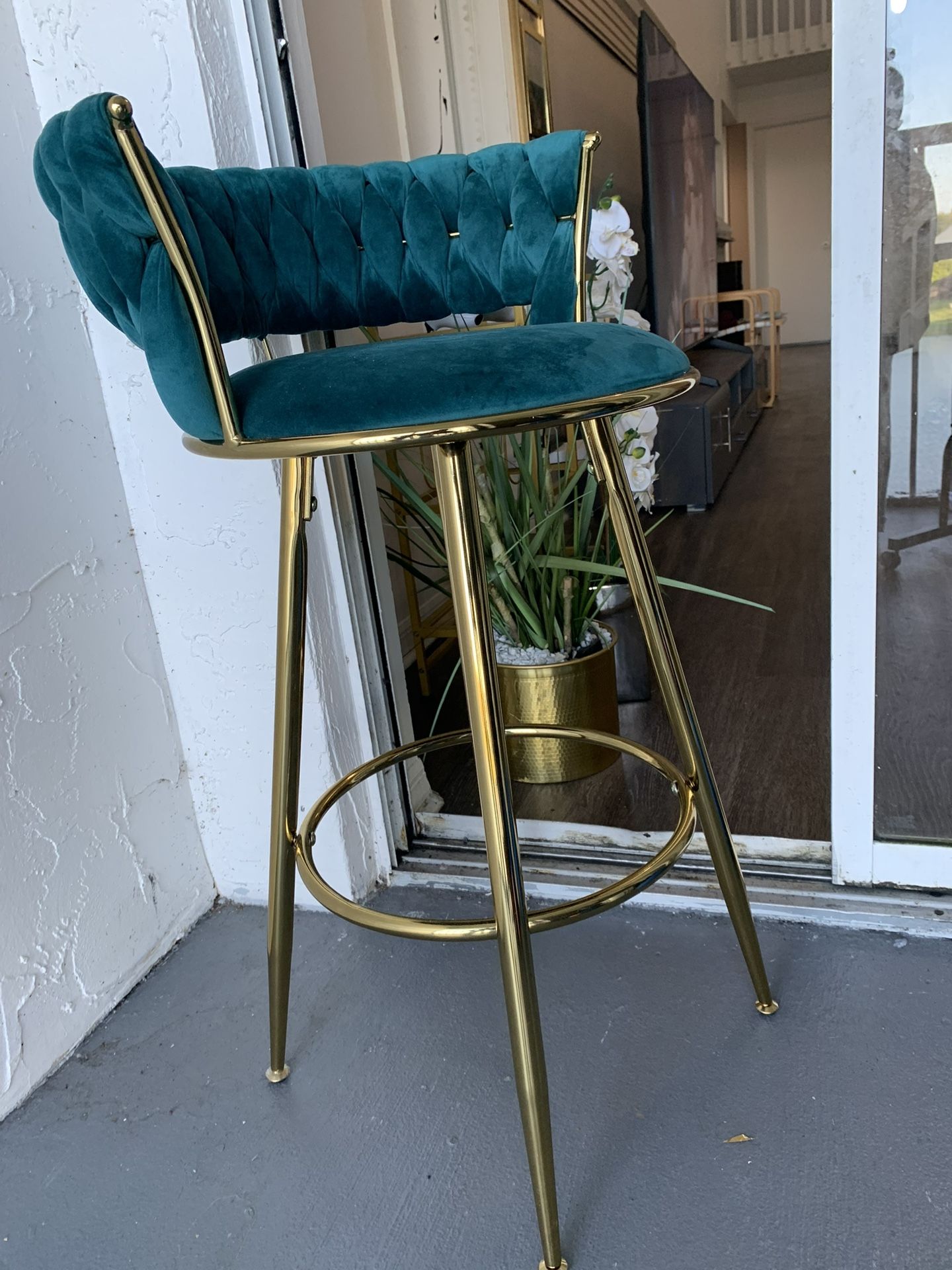 Chair Gold Velvet green (set of 2)