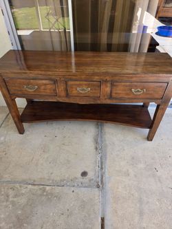 Wood Console Table with 3 Drawers