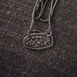  Sterling Silver Vintage Floral Pendant