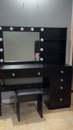 Vanity desk with outlets