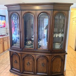 Wooden China Cabinet And Table