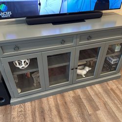 Tall Entertainment Center with Glass Cabinet Doors