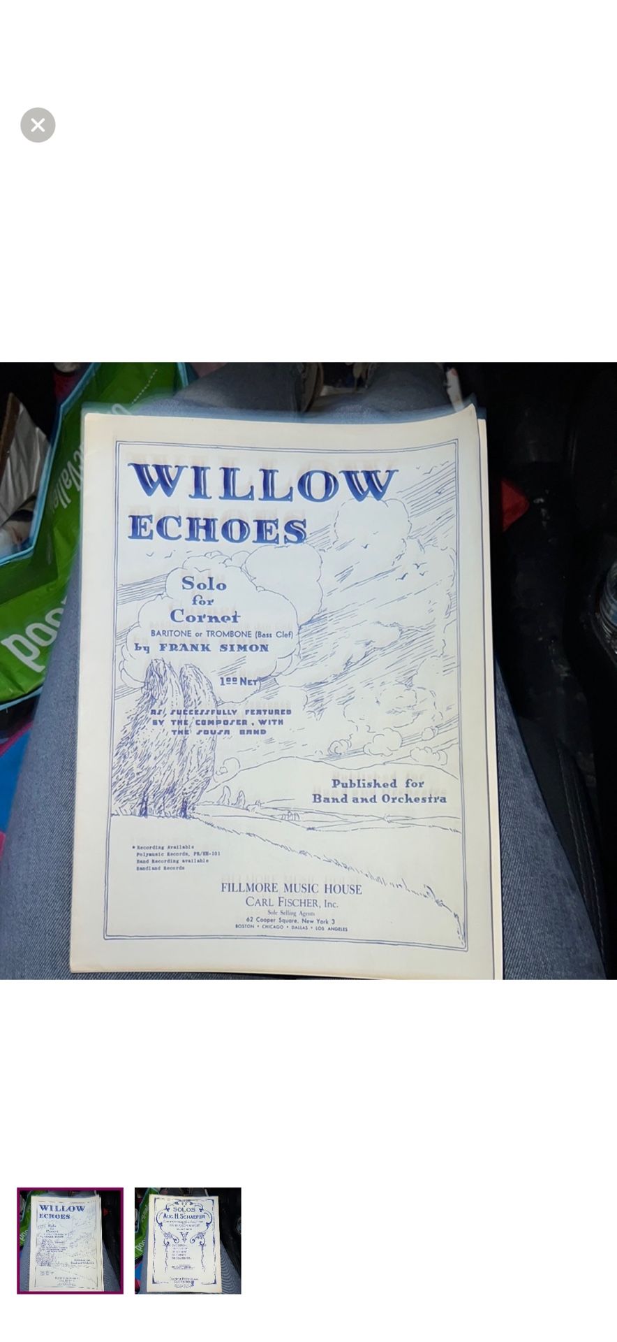 willow echoes solo for cornet baritone or trombone bass clef by frank simon