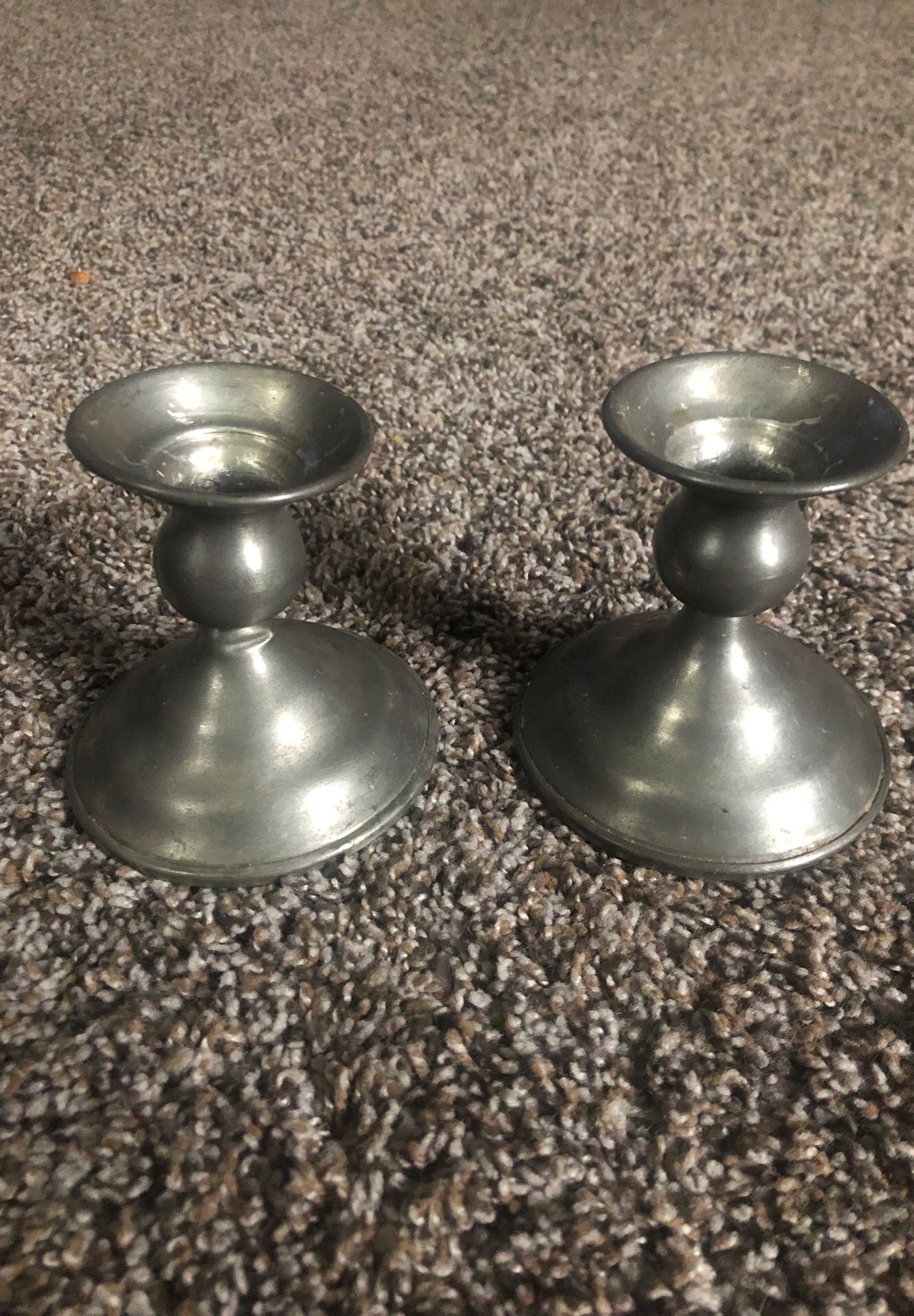 Vintage Hanle Pewter Candle Sticks—Pair—Kirk—Antique