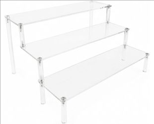 3 Tier Acrylic Display Stand Risers, Clear Tabletop Display Shelf for Perfume, Figures & Collectibles, Thick Acrylic Organizer for Cupcake, Cosmetics 