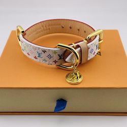 Louis Vuitton Takashi Murakami Dog Collar XS White Multicolored