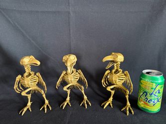 Gold Skeleton Bird Figurines Set of 3