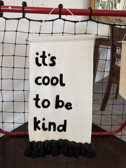 It's Cool to Be Kind Hanging Knit Banner from Pillowfort