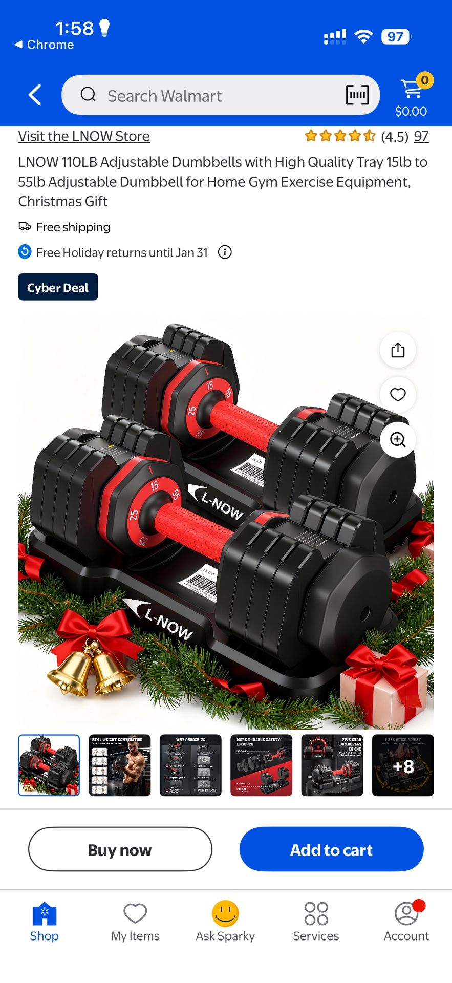 LNOW 110LB Adjustable Dumbbells with High Quality Tray 15lb to 55lb Adjustable Dumbbell for Home Gym Exercise Equipment, Christmas Gift
