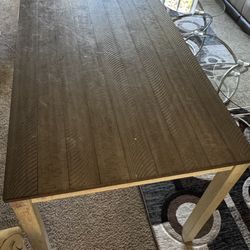 Wood Dining Table With 6 High Chairs 