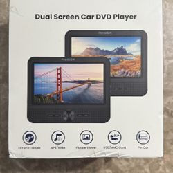 FANGOR 7.5" Dual Portable DVD Player for Car, Car DVD Player Dual Screen Play a Same 
