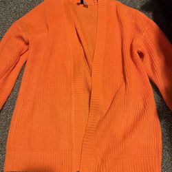 orange cardigan 