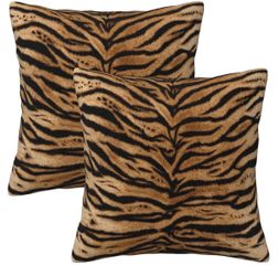 Tiger Print Throw Pillow Covers Set of 2