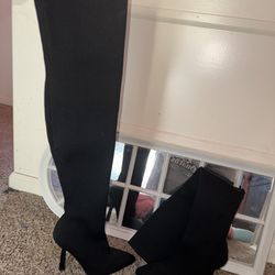 Black Long Thigh High Boots