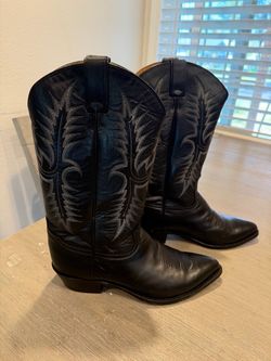 Tony Lama Black Leather Cowboy Boots 10.5 EE