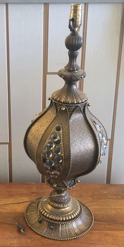 Vintage Lamp With Deco Stones Upper And Lower Lighting 