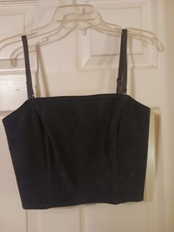 Black Crop SuedeTop with Adjustable Straps