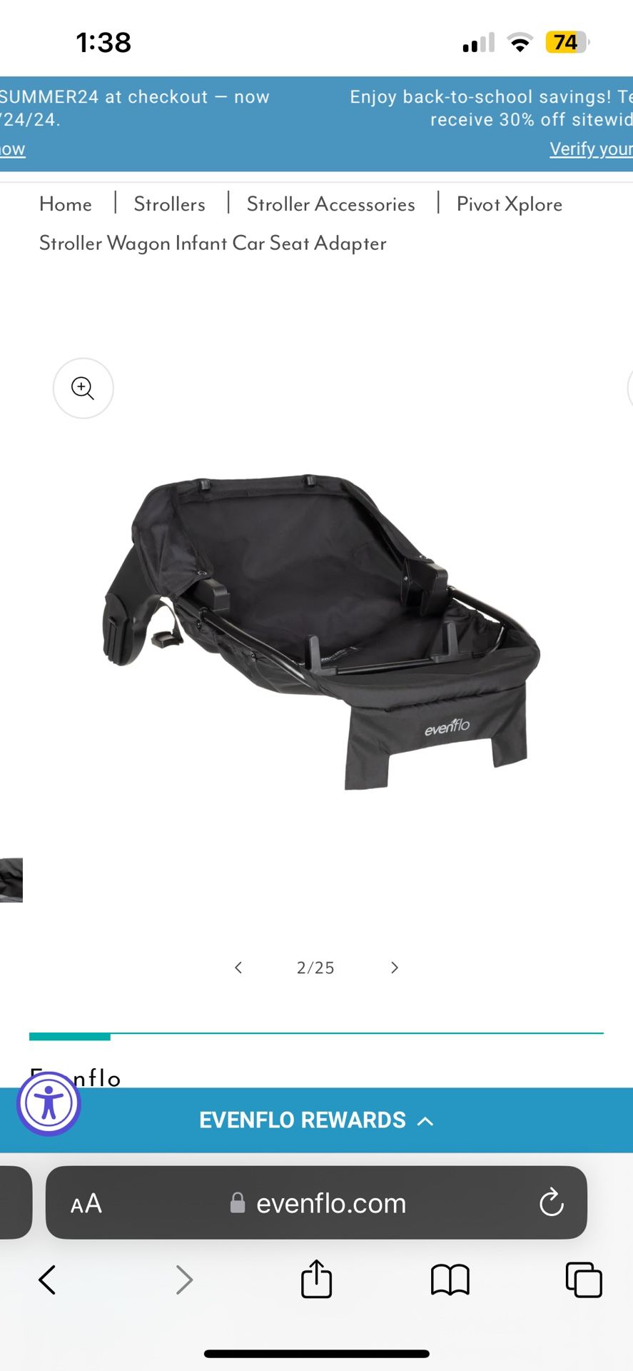 Evenflo Pivot Xplore Stroller Wagon Infant Car Seat Adapter
