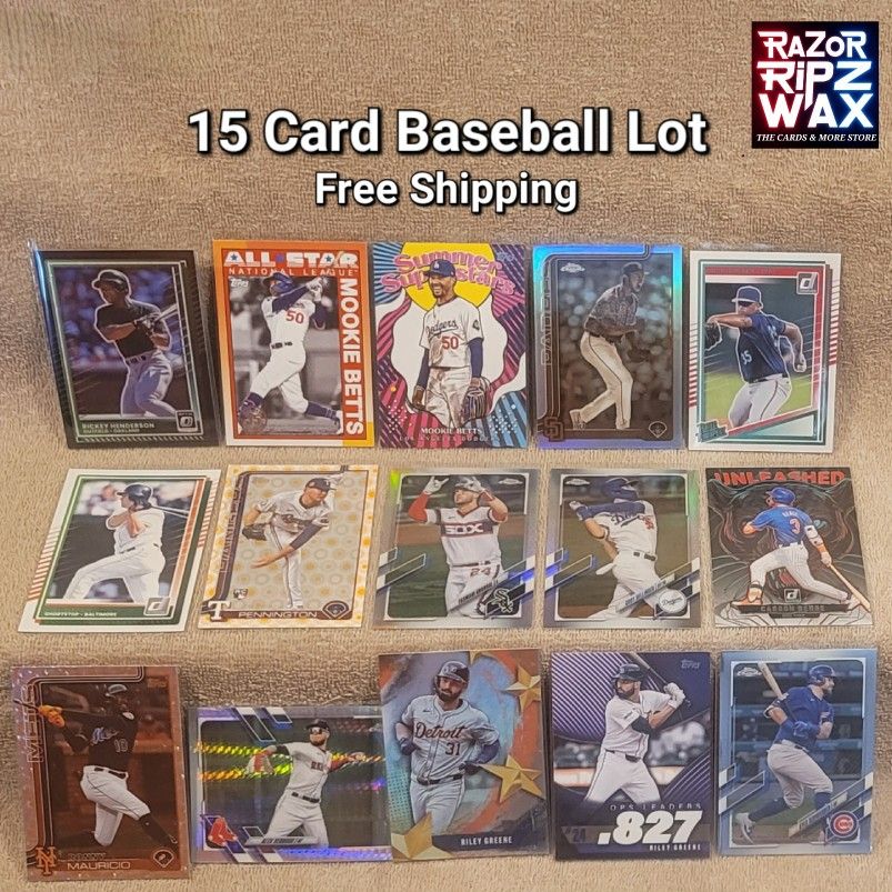 15 BASEBALL CARD LOT * FREE SHIPPING NO DUPLICATES HENDERSON BETTS RIPKEN BELLINGER GREENE SCHWARBER