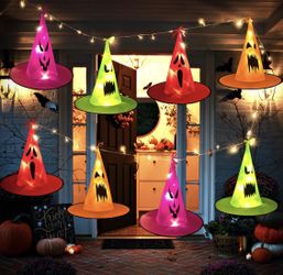 Halloween Witch Hat Lights Decorations - 35Ft 101 LEDs 8 PCS Witch Hats Halloween Lights Decorations,      Luces decorativas de sombrero de bruja de H