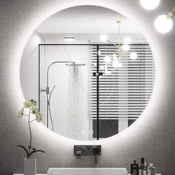 NEW 28 Inch Round LED Bathroom Mirror - Dimmable and Backlit