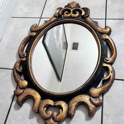 Vintage SOLID WOOD CARVED MIRROR 34”Hx23”L Mirror 19”
