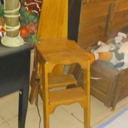 3 IN1 ANTIQUE SOLID WOOD STOOL SEAT STEP LADDER 40 FIRM LOOK MY POST ALOT NICE ITEMS