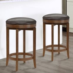Set of 2, Hillsdale Furniture Brendan Wood Backless Counter Height Swivel Stool, Cherry Brown,New