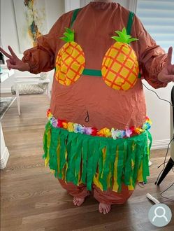 Hawaiian Inflatable Luau Hula Skirt Costume for Adult
