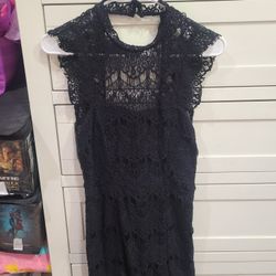 New. Black, Crochet, Sleeveless, Open-backed Midi Dress.