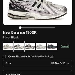 New Balance 1906R
Silver Black
Used
Size 10