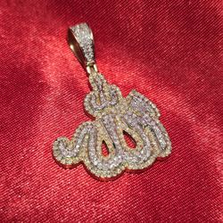 10k Yellow Gold Diamond Allah Pendant 0.75ctw.