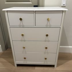 Tall White Dresser With Gold Hex Knobs