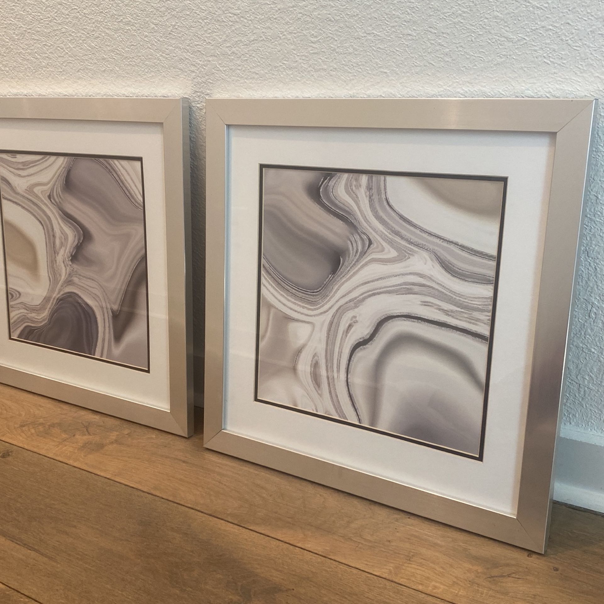2 Piece Modern Framed With Glass Art Work.