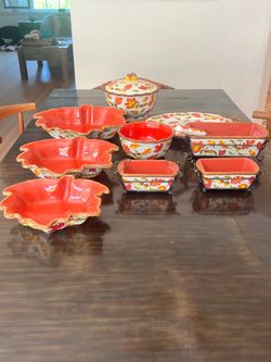 Temp-tations by Tara Harvest Fall Leaf Ceramic Bakeware & Serving Collection – 10 Pieces