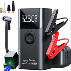 Jump Starter with Air Compressor, LERTIN 2500A 150PSI Portable Car Battery Jump Starter Pack, 12V Jump Box with USB Fast Charge, for up to 9.0 Gas/8.0