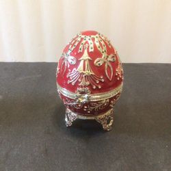 Vintage Sankyo Silver& Enamel Egg Music Box Rare
