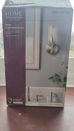 Home Decorators Ayelen 1-Light Brushed Nickel Indoor Wall Sconce Wall Light