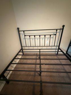 Black Metal Bed Frame with Headboard