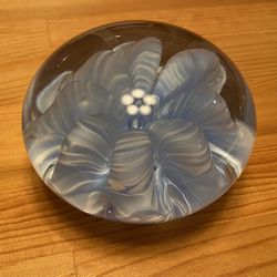 Signed Joe Rice Glass Paperweight 