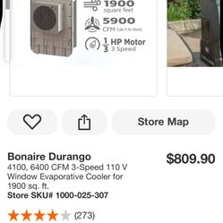 Bonaire Durango 4100, 6400 CFM 3-Speed 110 V Window Evaporative Cooler for 1900 sq. ft.
