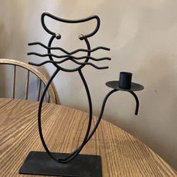 Cat candle holder - black metal - measurements in photos