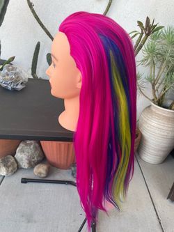 Cosmetology Mannequin Head with Multicolor Hair
