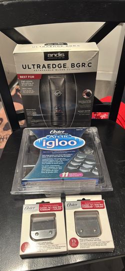 Andis UltraEdge BGR.C Clipper, Oster Igloo Blade Storage, and Oster Blades