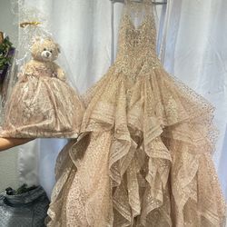 Rose Gold Quinceanera Dress Size 8