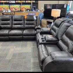 Vacherie Black Reclining Living Room Set (Sofa Loveseat , Couch Sectional Options 