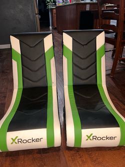 2 X Rocker Gaming Floor Chairs – Black/Green