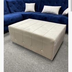 CLEARANCE!! Beige Velvet Ottoman - Delivery And Financing Available 