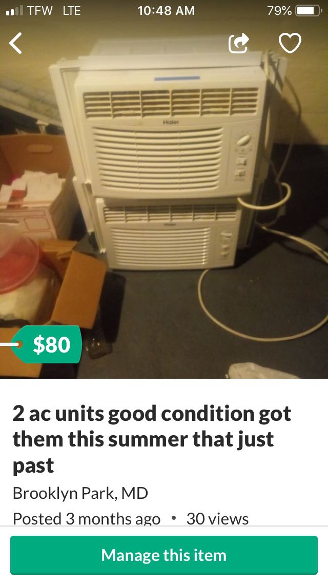 2 almost new ac units good condition nothing wrong