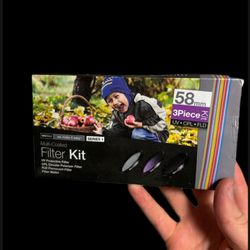 Multi-colored Camera Filter Kit 58mm 3 Piece UV Rainbow